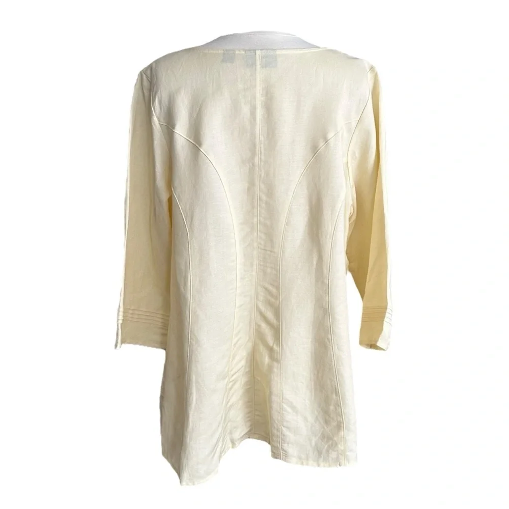 Linen Blend Linen Blend Pastel Yellow Pintuck Blouse Euro Summer Coastal 14/16